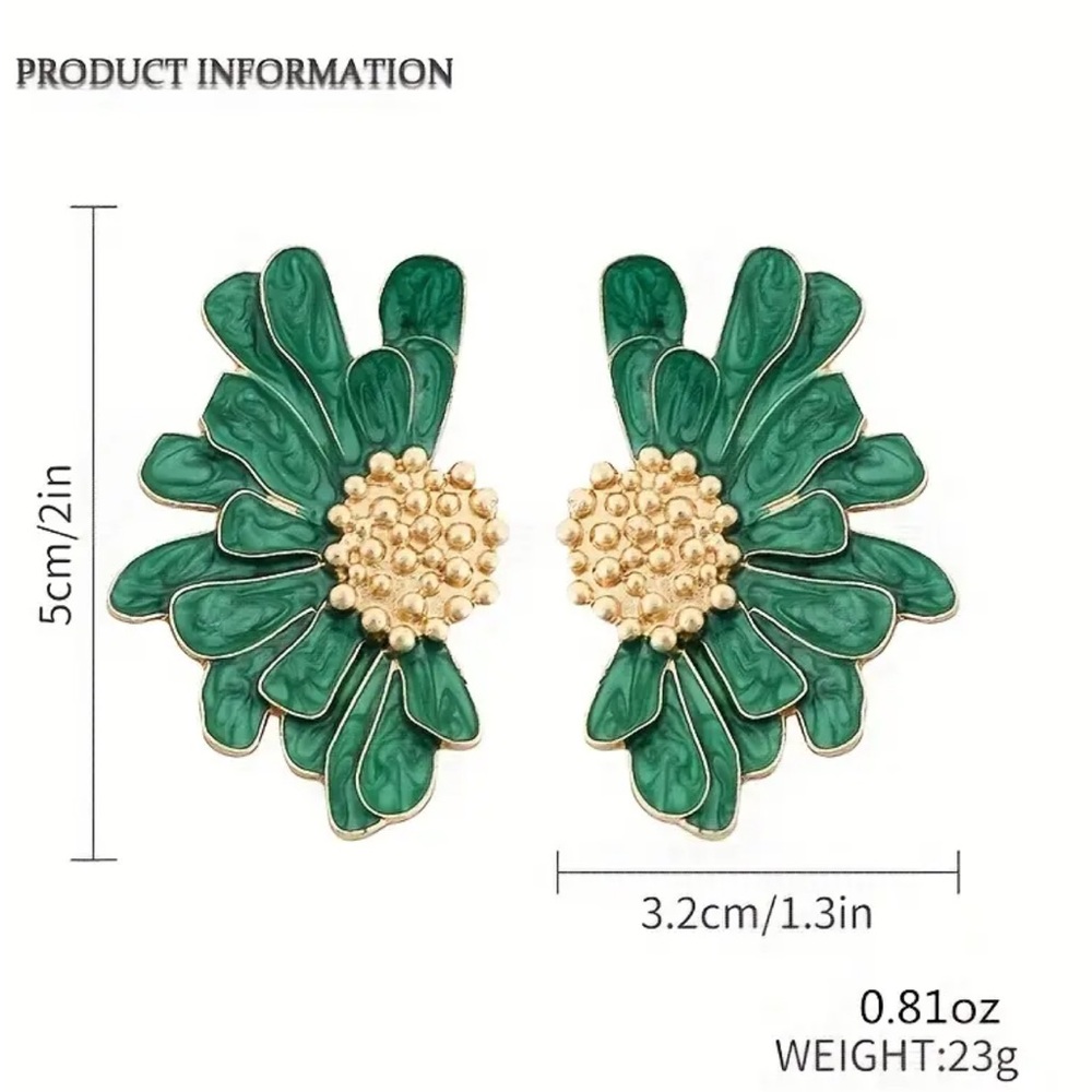 Exquisite Black Flower Stud Earrings - Picture 3 of 3